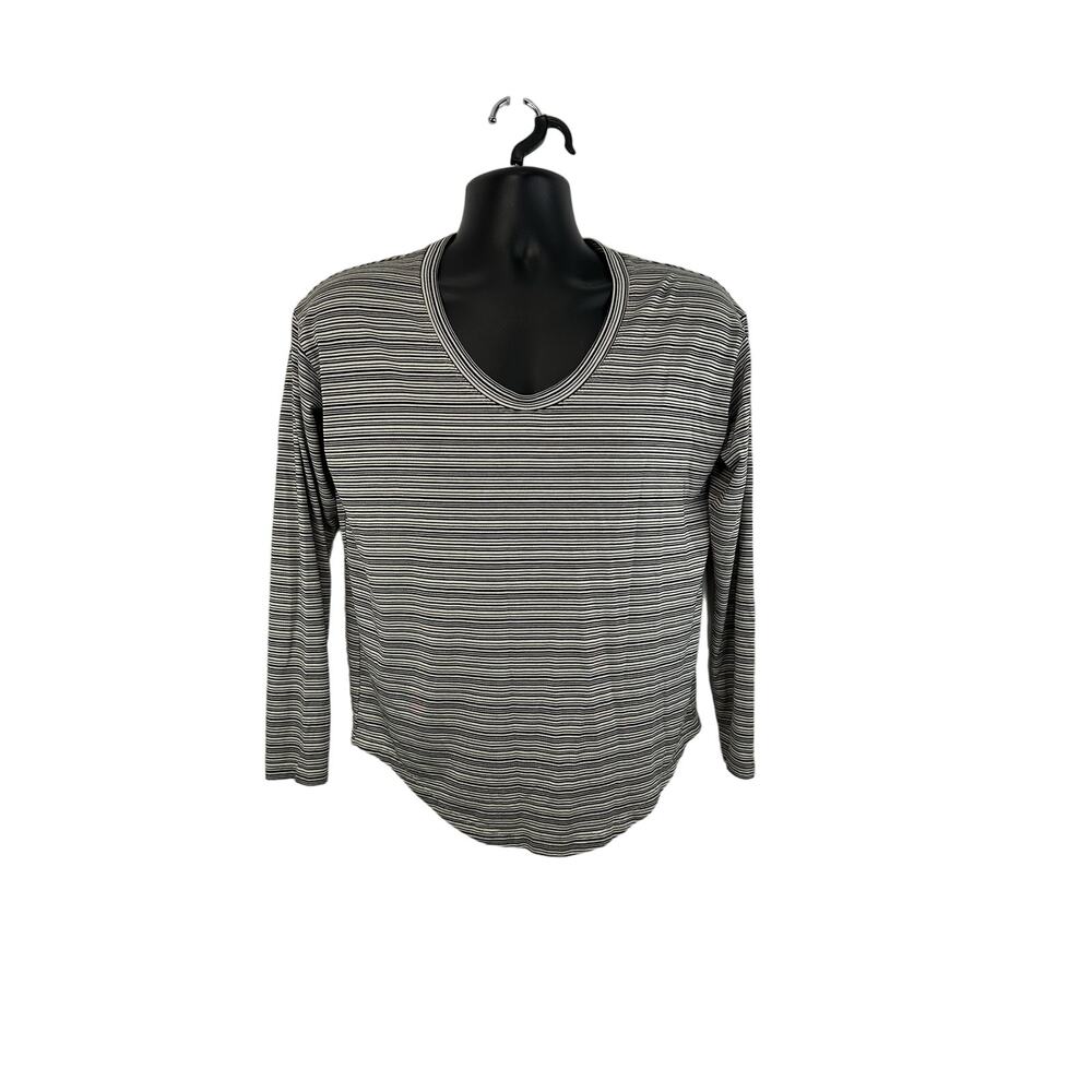 Athleta Cloudlight Stratus Striped Top Longsleeve Lightweight -Small Black White